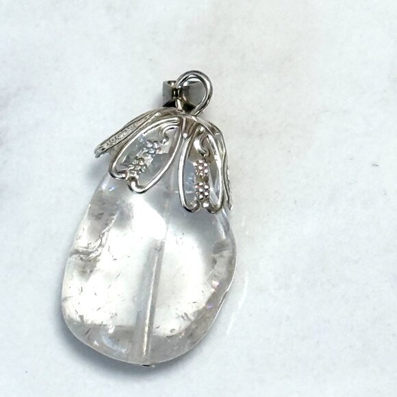 2/$20, Natural Clear Quartz Pendant, Large Tumbled Genuine Gemstone Pendant - Picture 4 of 11